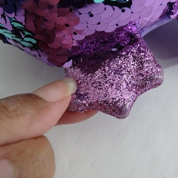 Ty Flippables Moonlight Owl Sequin Purple Green Stuffed Animal Plush Soft Toy 9" - Picture 14 of 16